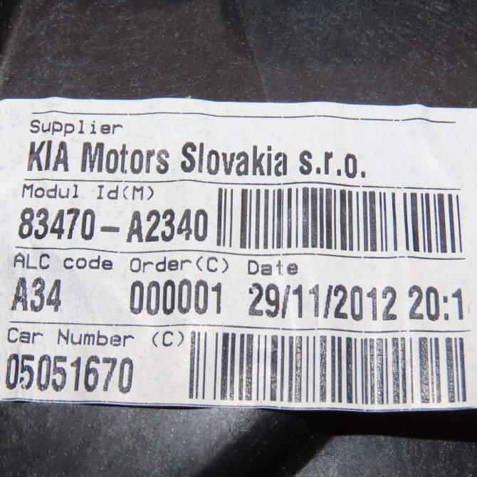 Mecanisme+moteur leve-glace arg occasion KIA CEE D II Phase 1 BREAK 09-2012->12-2015 83471A2010 6