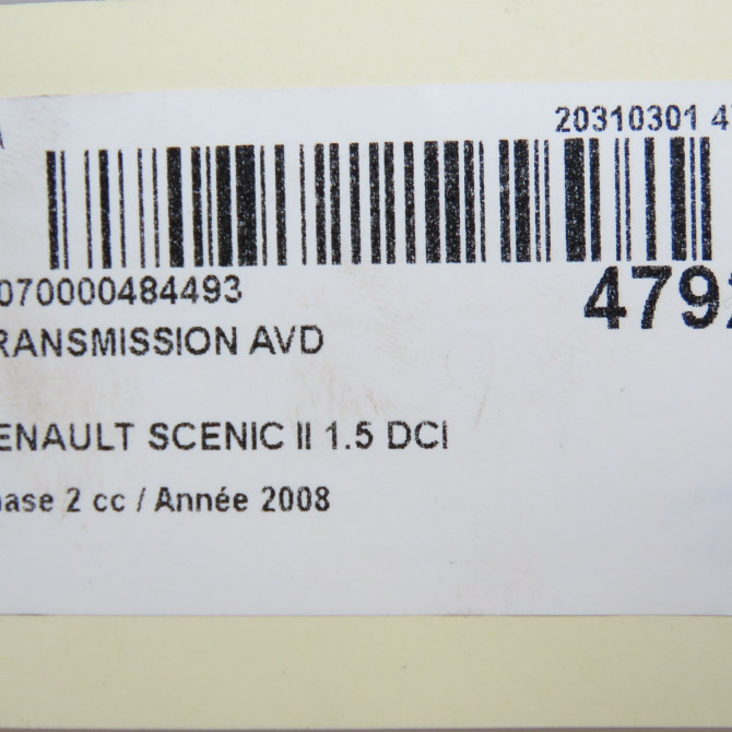 Transmission avant droite occasion RENAULT SCENIC II Phase 2 09-2006->04-2009 1.5 DCI 105ch 8200472158 8