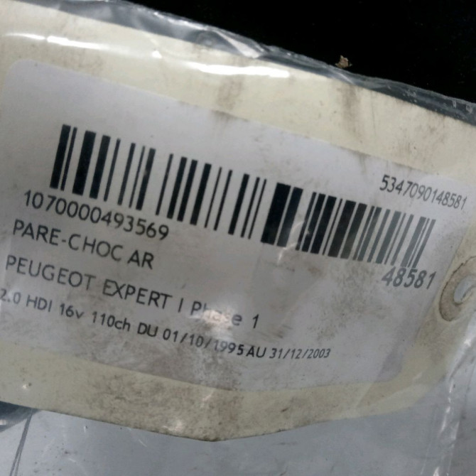 Pare-choc arrière occasion PEUGEOT EXPERT I Phase 1 10-1995->12-2003 2.0 HDI 16v 110ch 3