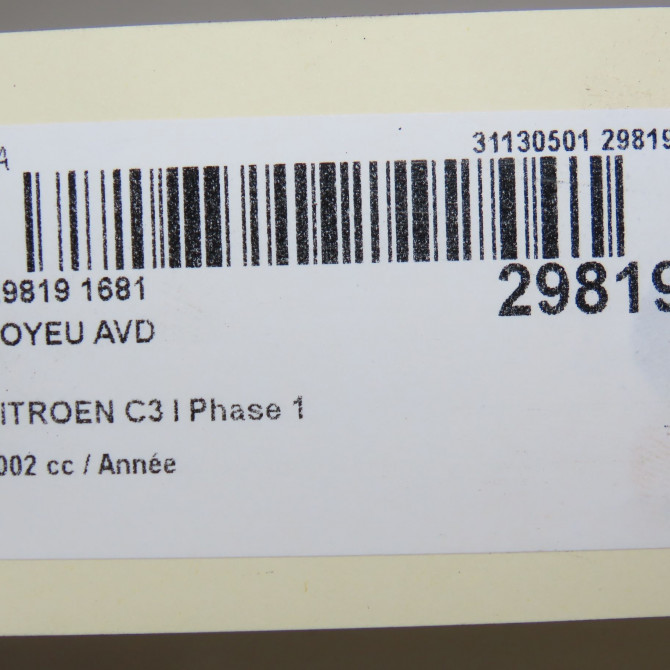 Moyeu avd occasion CITROEN C3 I Phase 1 04-2002->10-2005 330776 5