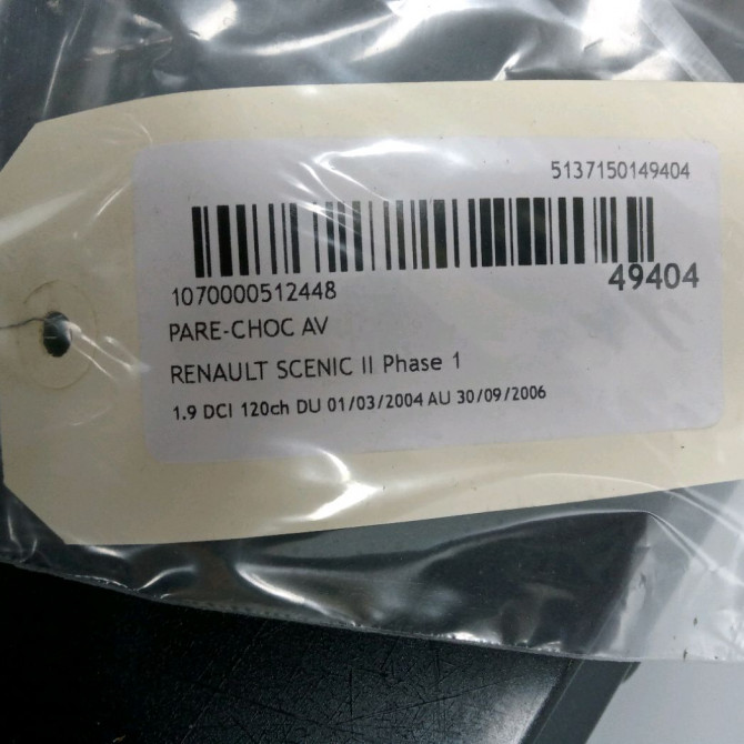 Pare-choc avant occasion RENAULT SCENIC II Phase 1 03-2004->09-2006 1.9 DCI 120ch 620225303R 4