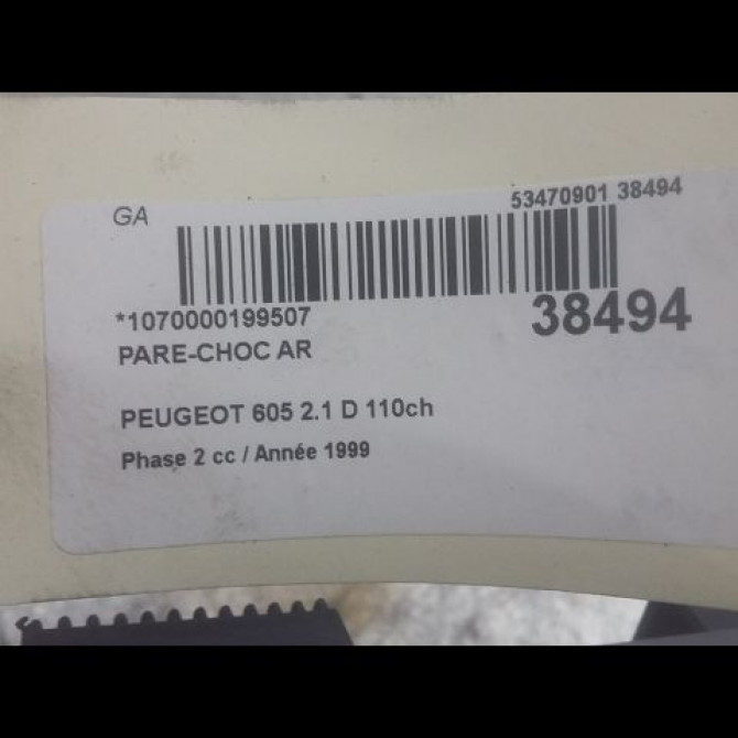 Pare-choc arrière occasion PEUGEOT 605 Phase 2 07-1994->07-1999 2.1 D 110ch 7410E5 4