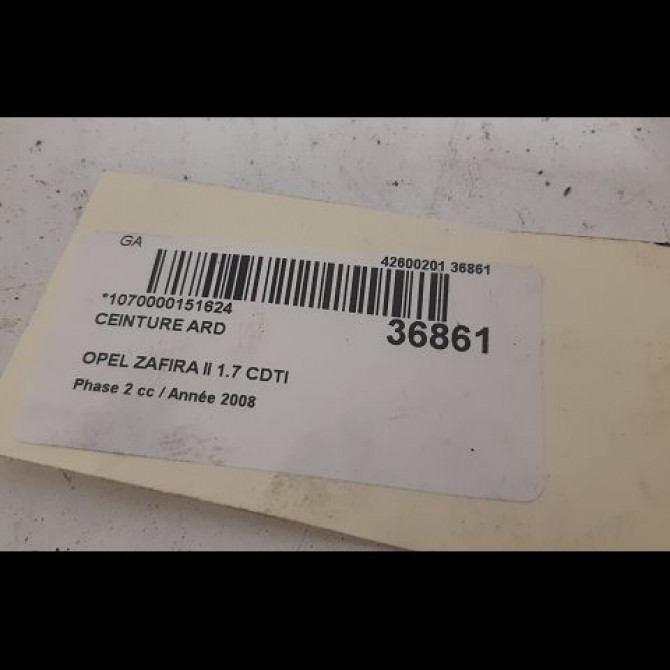 Ceinture arrière droite occasion OPEL ZAFIRA II Phase 2 01-2008->12-2014 1.7 CDTI 125ch 13242320 4