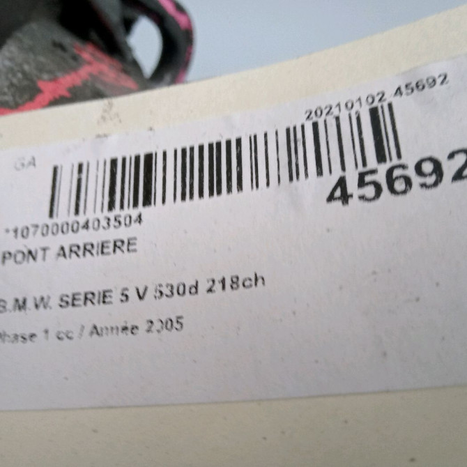 Pont arriere occasion B.M.W. SERIE 5 V Phase 1 07-2003->03-2007 530d 218ch 33107526931 5