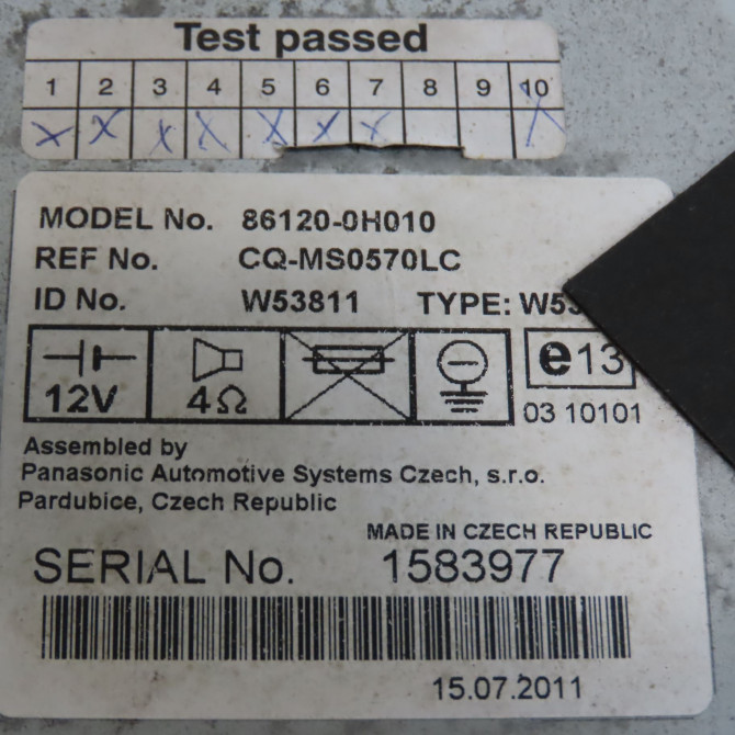 Autoradio occasion TOYOTA AYGO I Phase 2 01-2009->06-2012 1.0 VVTI 861200H010EX 3