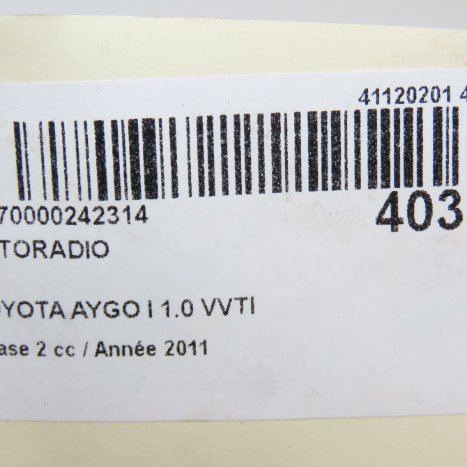 Autoradio occasion TOYOTA AYGO I Phase 2 01-2009->06-2012 1.0 VVTI 861200H010EX 5