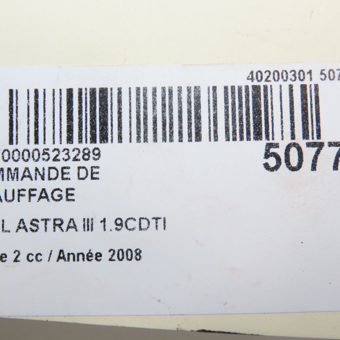 Commande de chauffage occasion OPEL ASTRA III Phase 2 01-2007->04-2011 1.9CDTI 120ch 13261826 7