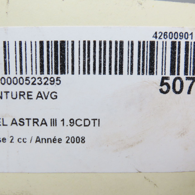 Ceinture avant gauche occasion OPEL ASTRA III Phase 2 01-2007->04-2011 1.9CDTI 120ch 13242312 6