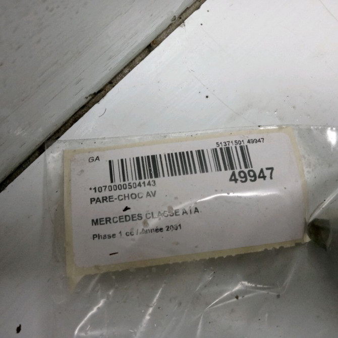 Pare-choc avant occasion MERCEDES CLASSE A I Phase 1 01-1998->03-2001 A 170 CDI 1688850025 3