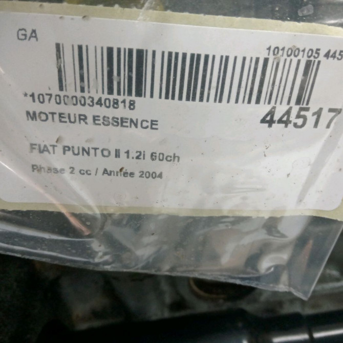 Moteur essence occasion FIAT PUNTO II Phase 2 05-2003->10-2009 1.2i 60ch 71751089 6