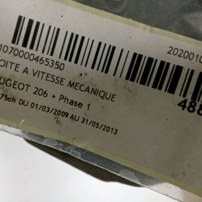 Boîte à vitesse mecanique occasion PEUGEOT 206 + Phase 1 03-2009->05-2013 1.4i 75ch 2231F1 5