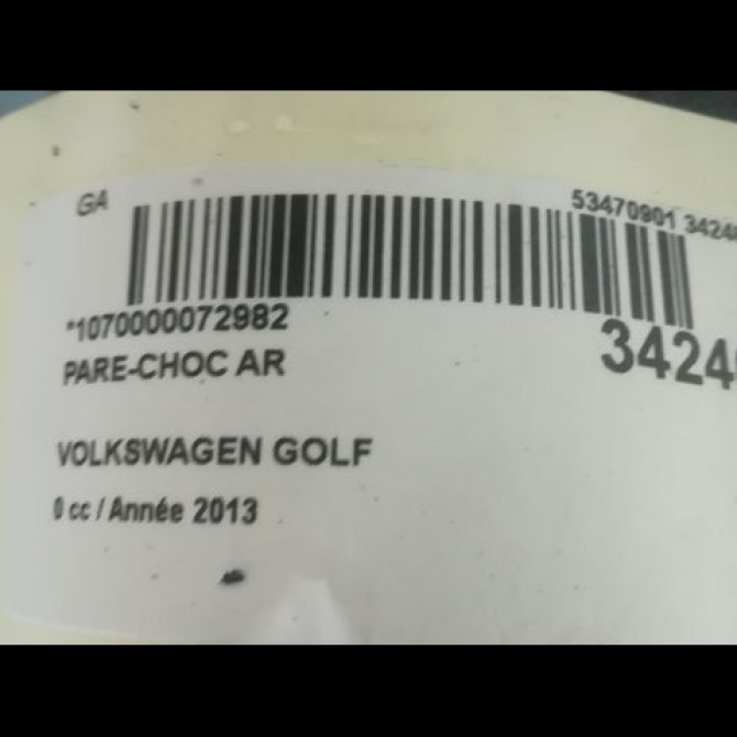 Pare-choc arrière occasion VOLKSWAGEN GOLF III Phase 1 01-1992->12-1997 1.9 TD 1H6807417HGRU 4