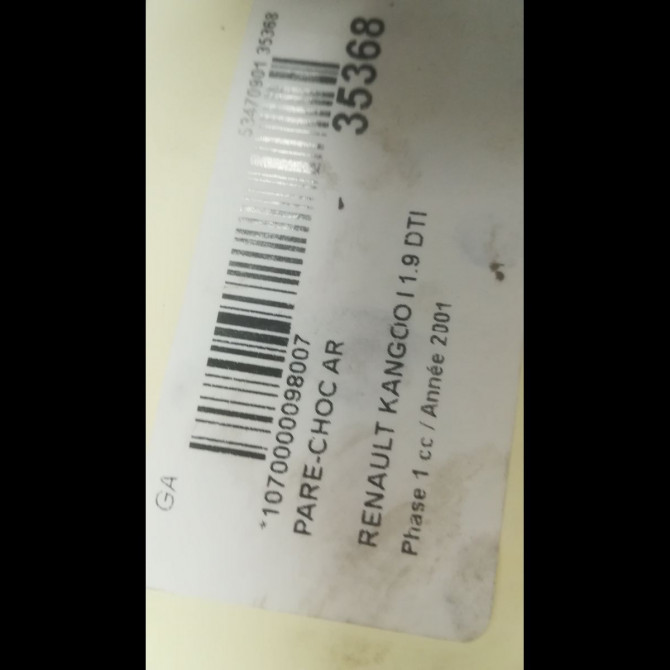 Pare-choc arrière occasion RENAULT KANGOO I Phase 1 09-1997->06-2003 1.9 DTI 8v 80ch 7701692547 4