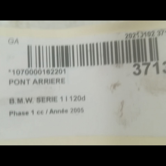 Pont arriere occasion B.M.W. SERIE 1 I Phase 1 05-2004->12-2006 120d 5