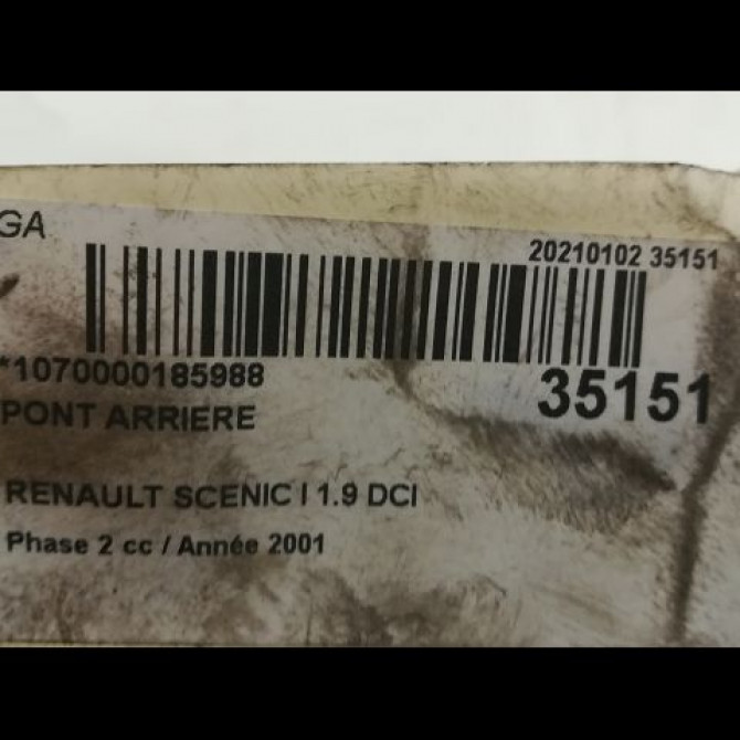 Pont arriere occasion RENAULT SCENIC I Phase 2 08-1999->06-2003 1.9 DCI 100ch 7700112918 5