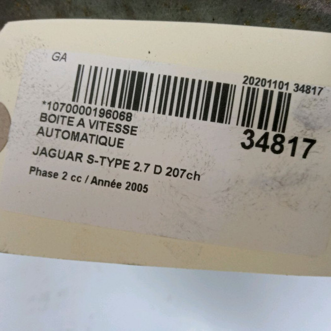 Boîte à vitesse automatique occasion JAGUAR S-TYPE Phase 2 01-2002->12-2007 2.7 D 207ch XR852285 6
