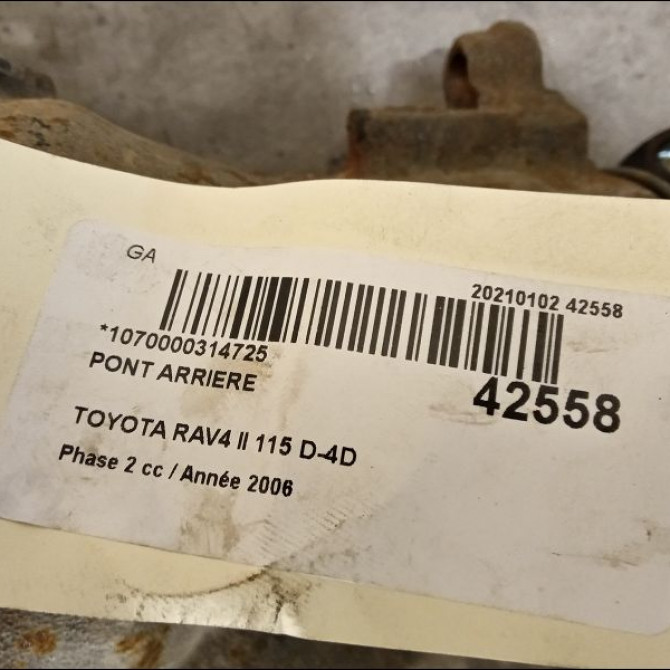 Pont arriere occasion TOYOTA RAV4 II Phase 2 10-2003->12-2005 115 D-4D 4111042031 5