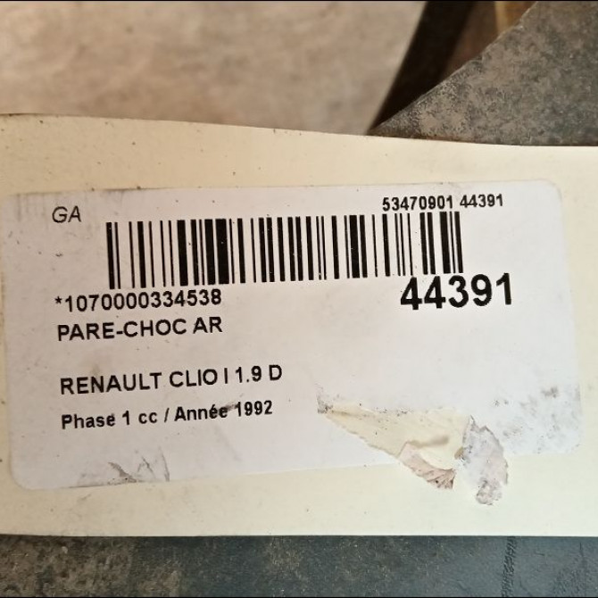 Pare-choc arrière occasion RENAULT CLIO I Phase 1 06-1990->03-1994 1.9 D 7701466299 2
