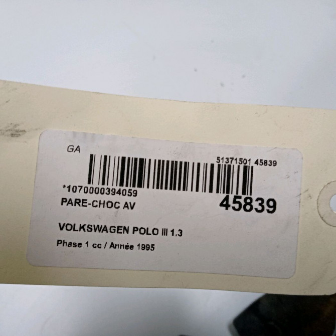 Pare-choc avant occasion VOLKSWAGEN POLO III Phase 1 10-1994->11-1999 1.3 6N0807221DGRU 2