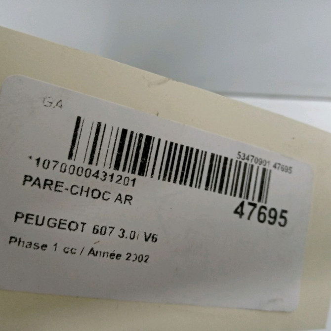 Pare-choc arrière occasion PEUGEOT 607 Phase 1 11-1999->09-2004 3.0i V6 7410X9 4