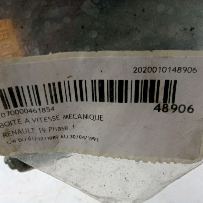 Boîte à vitesse mecanique occasion RENAULT 19 Phase 1 07-1989->04-1992 1.4i 5