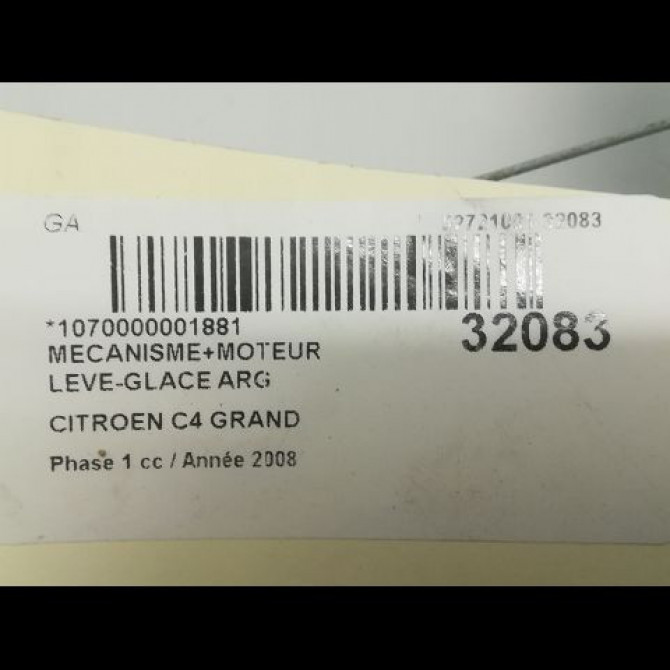 Mecanisme+moteur leve-glace arg occasion CITROEN C4 GRAND PICASSO I Phase 1 10-2006->09-2013 1.6 HDI 110ch 9223C1 5