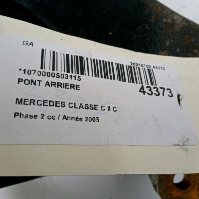 Pont arriere occasion MERCEDES CLASSE C II Phase 2 03-2004->06-2007 C 200 CDi 4