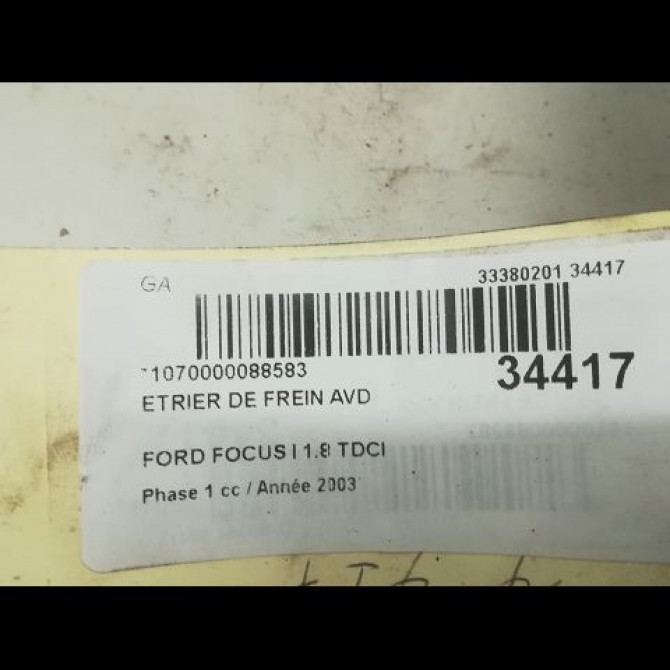 Etrier de frein avant droit occasion FORD FOCUS I Phase 1 10-1998->09-2004 1.8 TDCI 100ch 3