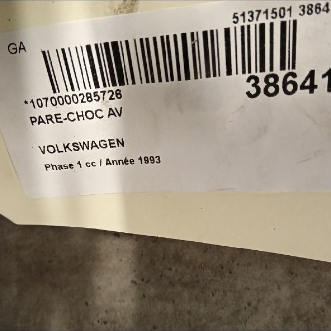 Pare-choc avant occasion VOLKSWAGEN TRANSPORTER IV Phase 1 09-1990->03-1996 2.4 D 701807101M2BC 2