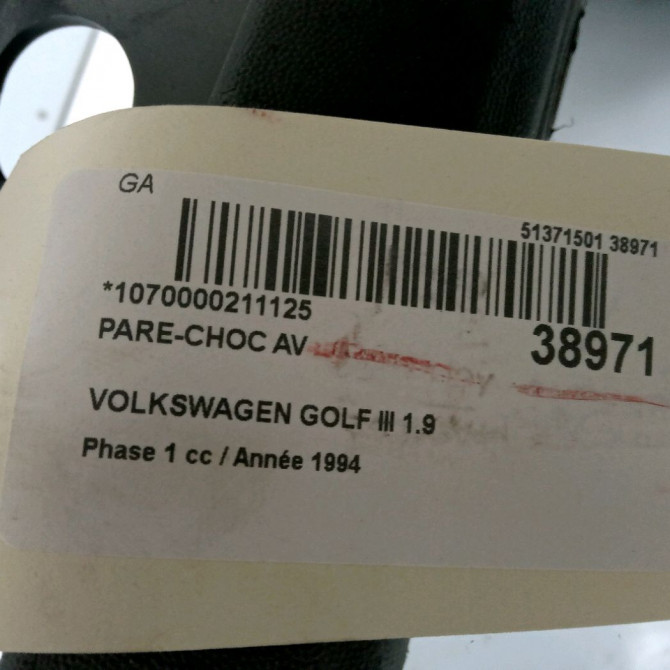 Pare-choc avant occasion VOLKSWAGEN GOLF III Phase 1 01-1992->12-1997 1.9 TD 1H6807217JGRU 3