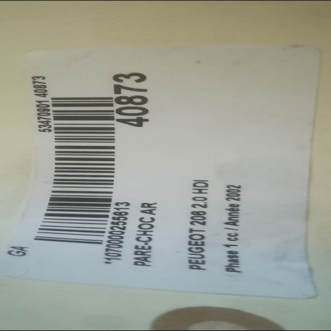 Pare-choc arrière occasion PEUGEOT 206 Phase 1 09-1998->03-2009 2.0 HDI 7410L5 3