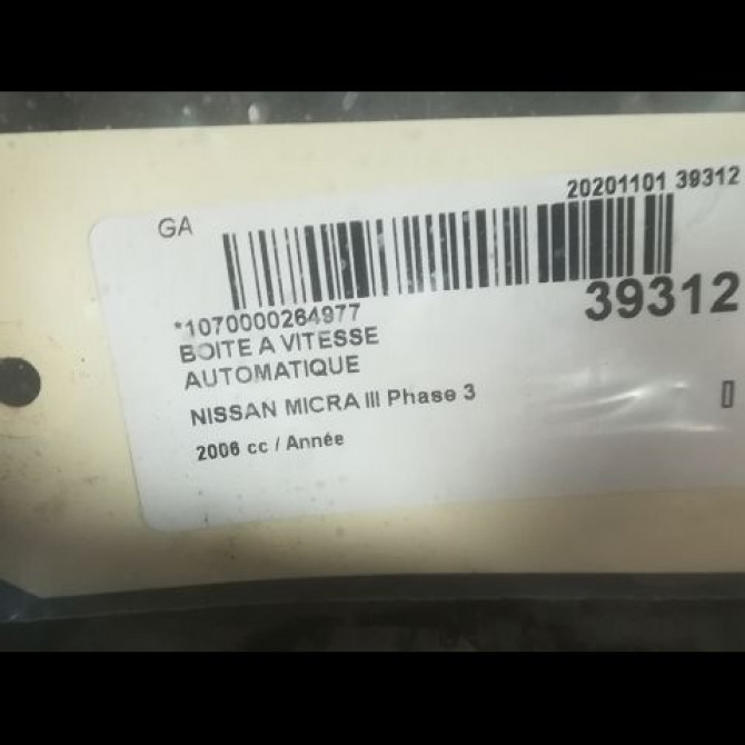 Boîte à vitesse automatique occasion NISSAN MICRA III Phase 3 11-2007->11-2010 1.4i 88ch 310203CX0B 5