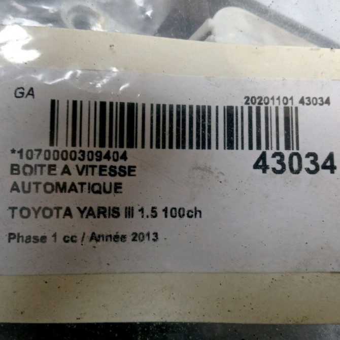 Boîte à vitesse automatique occasion TOYOTA YARIS III YARIS III Phase 1 2011-03-01->2015-04-30 1.5 100ch 3090052010 5