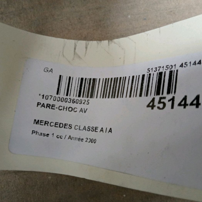 Pare-choc avant occasion MERCEDES CLASSE A I Phase 1 01-1998->03-2001 A 170 CDI 1688850025 5
