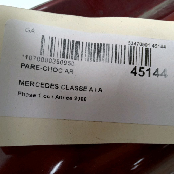 Pare-choc arrière occasion MERCEDES CLASSE A I Phase 1 01-1998->03-2001 A 170 CDI 1688800071 5