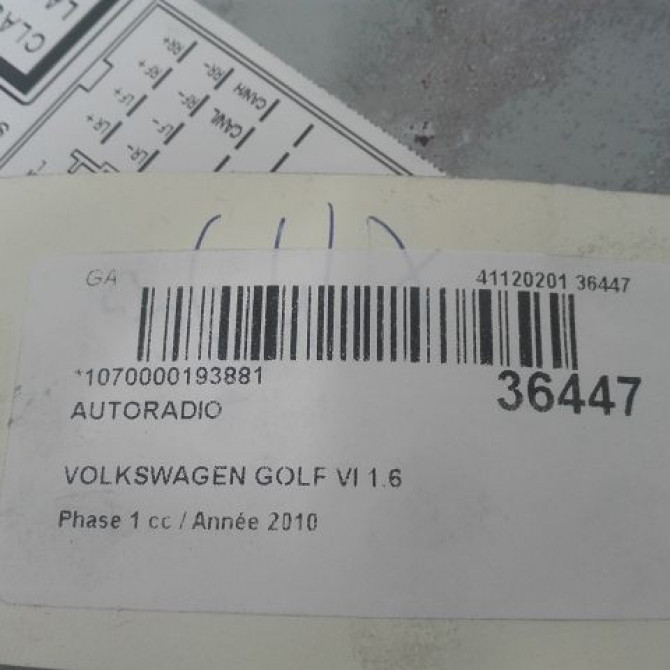 Autoradio occasion VOLKSWAGEN GOLF VI Phase 1 10-2008->04-2013 1.6 TDI 105ch 3C8057195X 3