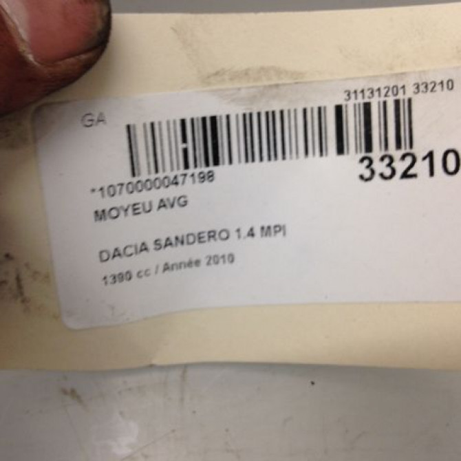 Moyeu avg occasion DACIA SANDERO I Phase 1 06-2008->10-2012 1.2 16v 75ch 6001548867 4
