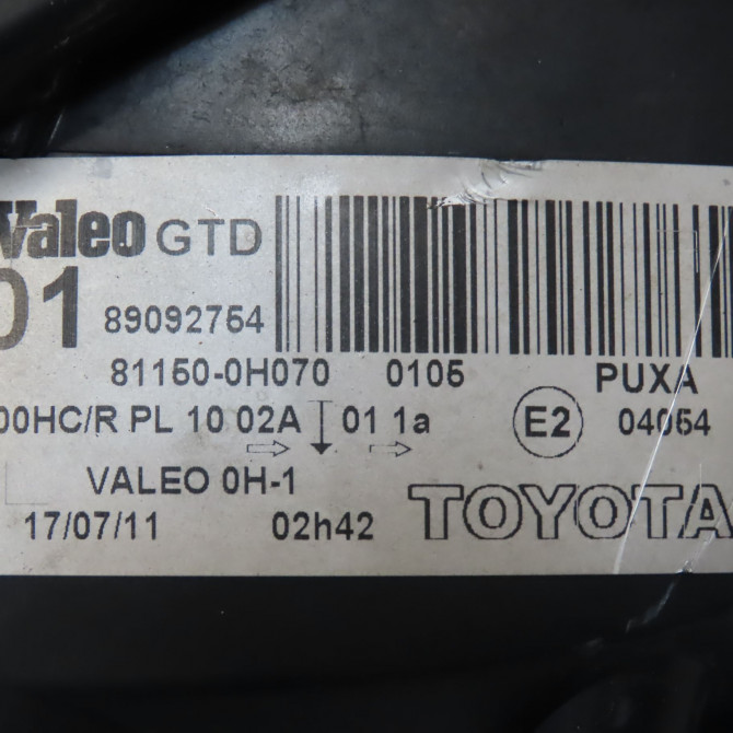 Phare gauche occasion TOYOTA AYGO I Phase 2 01-2009->06-2012 1.0 VVTI 811700H011 3