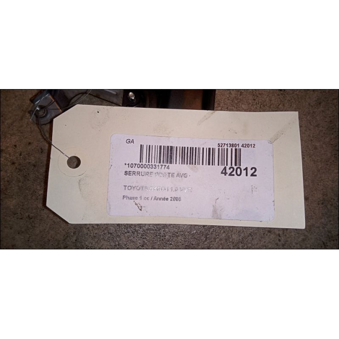 Serrure porte avg occasion TOYOTA AYGO I Phase 1 06-2005->11-2009 1.0 VVTI 690400H040 2