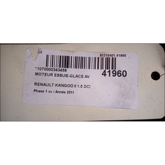 Moteur essuie-glace avant occasion RENAULT KANGOO II Phase 1 01-2008->03-2013 1.5 DCI 70ch 7701066449 4