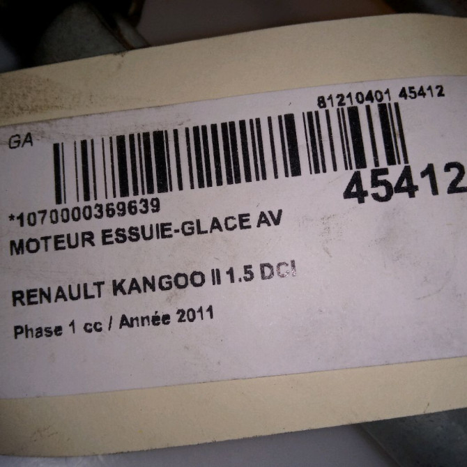 Moteur essuie-glace avant occasion RENAULT KANGOO II Phase 1 01-2008->03-2013 1.5 DCI 90ch 7701066449 5