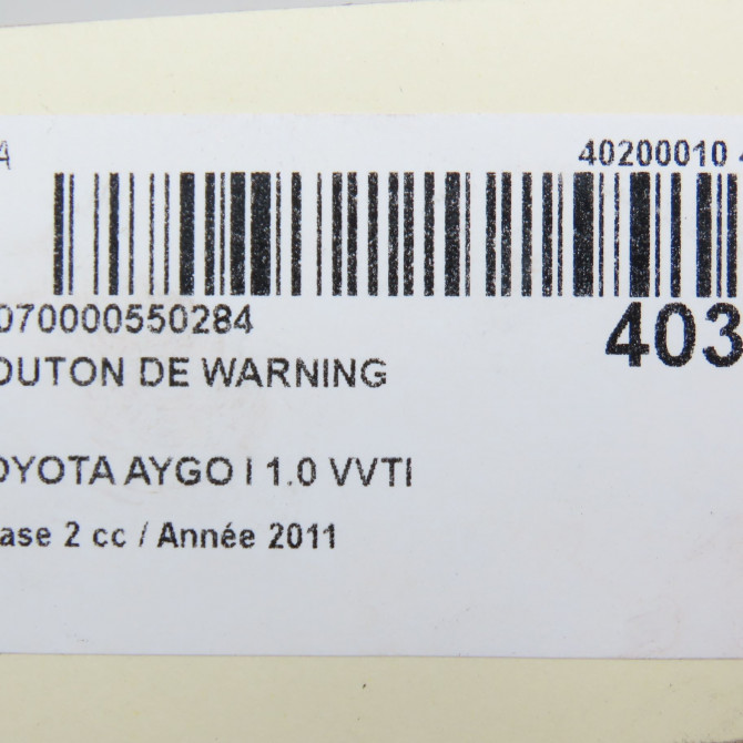 Bouton de warning occasion TOYOTA AYGO I Phase 2 01-2009->06-2012 1.0 VVTI 843320H010 4