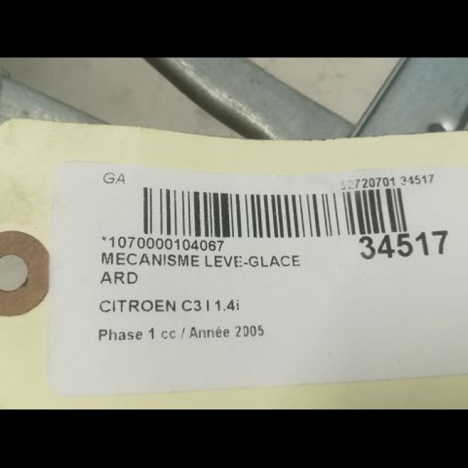 Mecanisme leve-glace arrière droit occasion CITROEN C3 I Phase 1 04-2002->10-2005 1.4i 922475 4