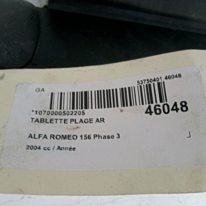 Tablette plage arrière occasion ALFA ROMEO 156 Phase 3 SW 07-2003->12-2005 2