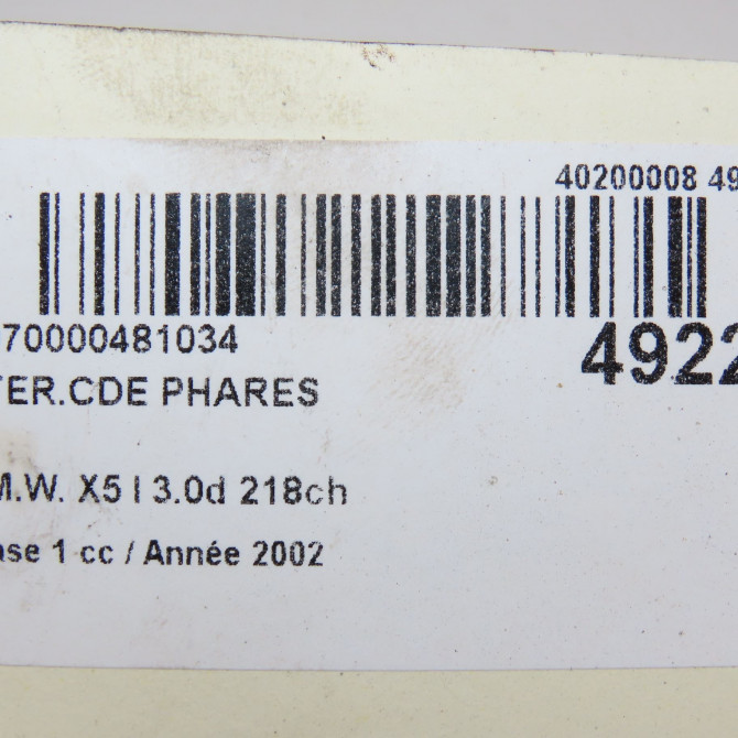 Interrupteur commande de phares occasion B.M.W. X5 I Phase 1 04-2000->12-2006 3.0d 218ch 61318363668 5