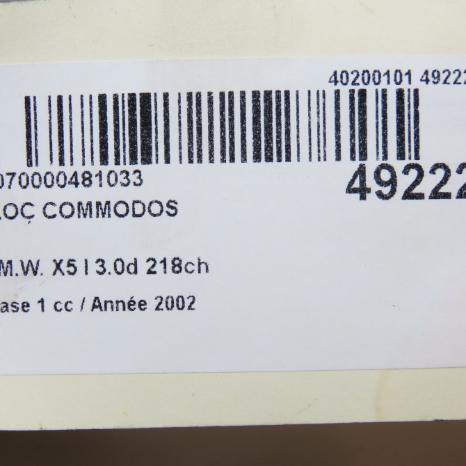 Bloc commodos occasion B.M.W. X5 I Phase 1 04-2000->12-2006 3.0d 218ch 61318372204 6