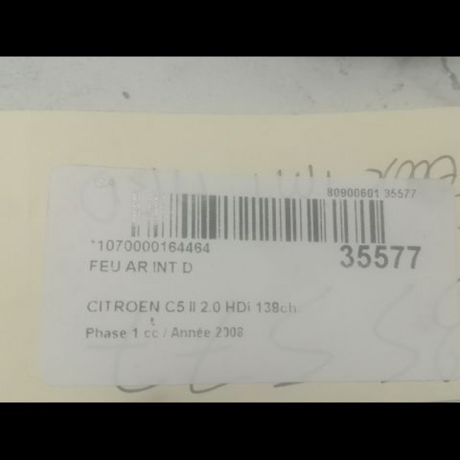 Feu arrière intérieur droit occasion CITROEN C5 II Phase 1 04-2008->... 2.0 HDi 138ch 6350JQ 3