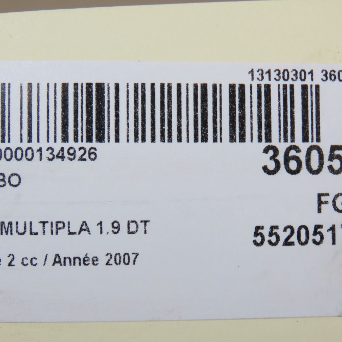 Turbo occasion FIAT MULTIPLA Phase 2 09-2004->04-2010 1.9 DT MULTIJET 120ch 55214061 8