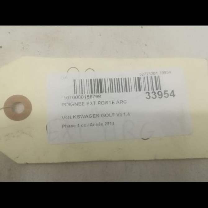 Poignee ext porte arg occasion VOLKSWAGEN GOLF VII GOLF VII Phase 1 2012-10-01->2017-06-30 1.4 TSI 150ch 5G0837205NGRU 2