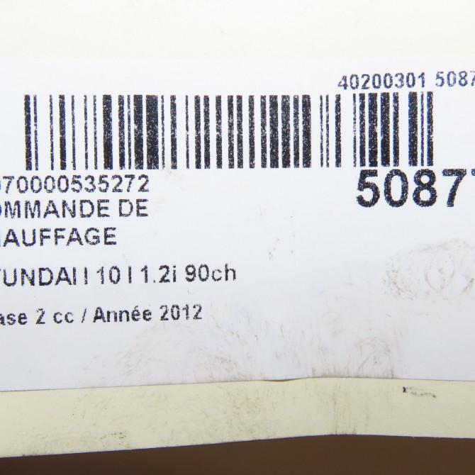 Commande de chauffage occasion HYUNDAI I 10 I Phase 1 04-1995->04-1999 1.2i 90ch 972500X330RA5 5